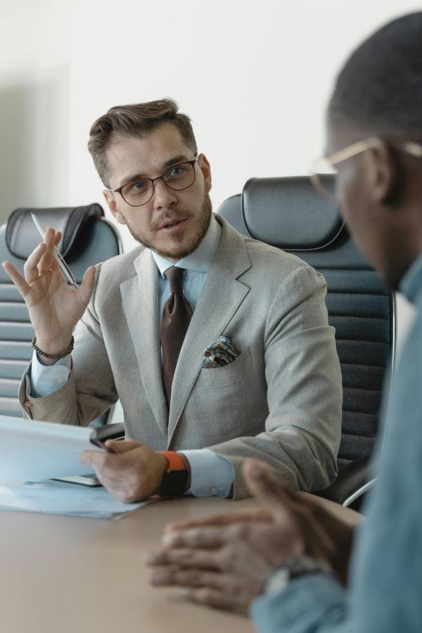 Advisor talking with a client.